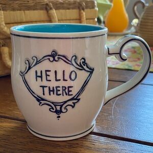 Molly Hatch (Anthropologie) “Hello There” Mug.  EC. No signs of use. Teal Inside